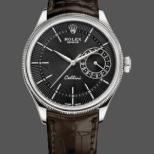 Rolex Cellini Date 50519 Brown Leather Black Dial 39mm Mens Replica Watch