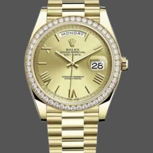 Rolex Day-Date 228398TBR Champagne Roman Numeral Dial Diamond Bezel 40mm Mens Replica Watch
