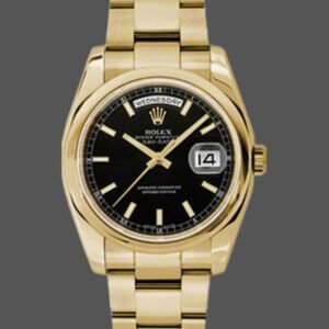 Rolex Day Date 118238 Yellow Gold Black Dial Stainless Steel 36mm Mens Replica Watch